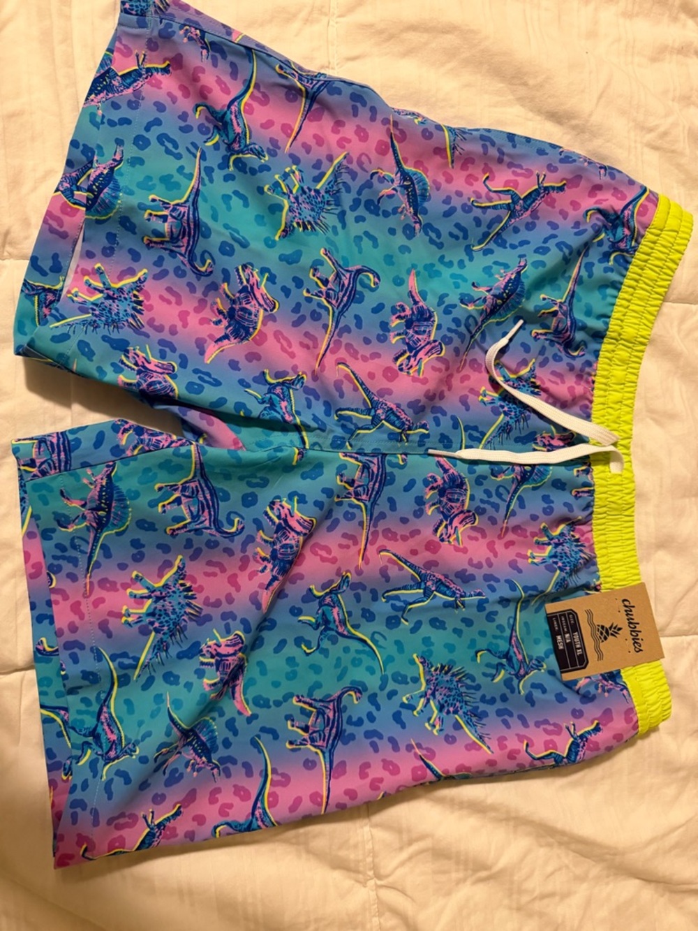 NWT! Chubbies Blue & Pink Dinosaur Print Swim Shorts